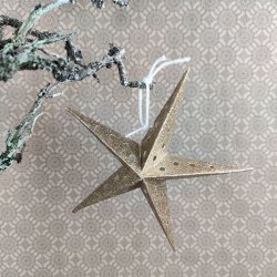 Julestjerne Vintage guld glimmer lille str. 15 cm