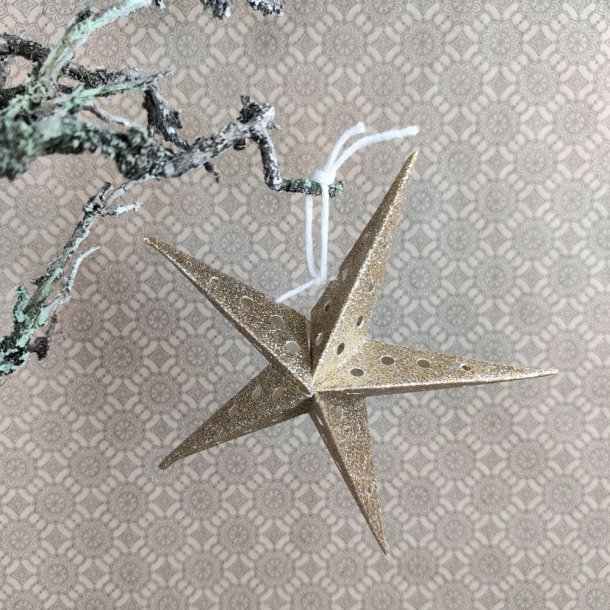Julestjerne Vintage guld glimmer lille str. 15 cm