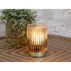 Vintage lampe m. riller og LED m/timer