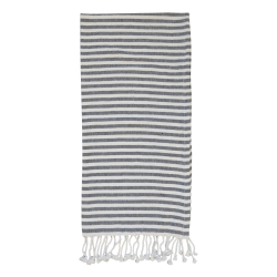 Badelagen sort/hvid stribet L180/B90 cm