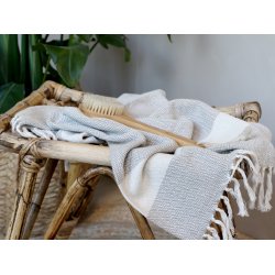 Hndklde Hammam " ternel" m. grt/hvid mnster L90/B45 cm 