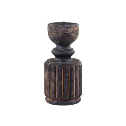 Lysestage m. riller H20,5/9 cm antique kul