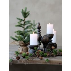 Lysestage m. riller H20,5/9 cm antique kul