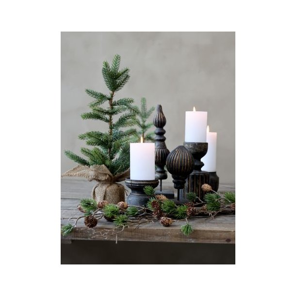 Lysestage m. riller H20,5/9 cm antique kul