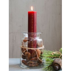 Kalenderlys m. guld print i bordeaux rd - str. H25|5 cm