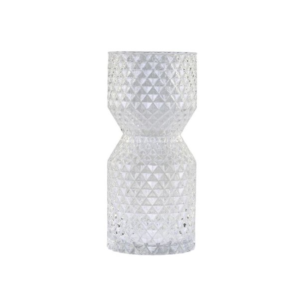 Vase m. diamantudskring H27/12 cm klar