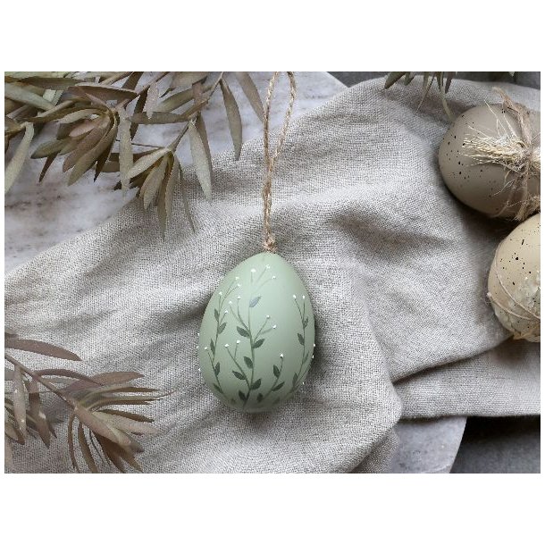 Pskeg i antik grn m. hndmalet blade