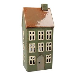 Keramikhus til fyrfadslys - grn