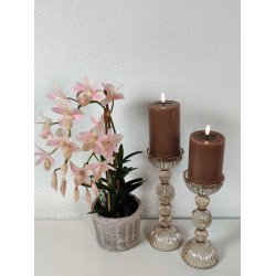 Lysestager champagne farvet glas i 2 strrelser