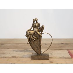 Krlighedsfigur Par p hjerte, H29 cm