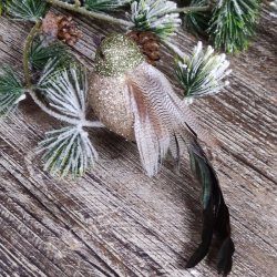 Dekorationsfugl, L14 cm, guld/grn