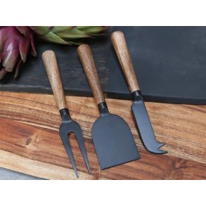 Osteknive m. tr�h�ndtag s�t af 3 stk str. L17,5 cm - sort