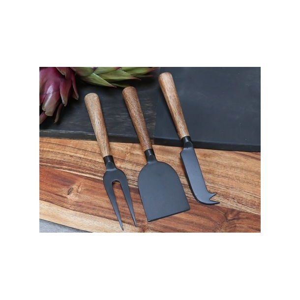 Osteknive m. trhndtag st af 3 stk str. L17,5 cm - sort