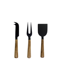 Osteknive m. trhndtag st af 3 stk str. L17,5 cm - sort