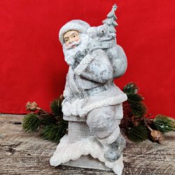 Julemand m/gaver i slv/hvid