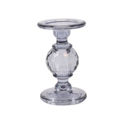 Lysestage i krystal  gr rget glas i 3 strrelser