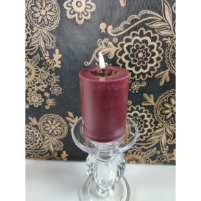 LED bordeaux bloklys 3D statisk real flamme ml: D 7,5 cm x H 10 cm