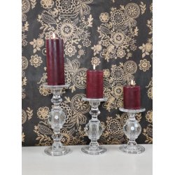 LED bordeaux bloklys 3D statisk real flamme ml: D 7,5 cm x H 15 cm