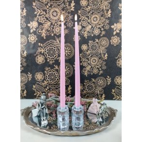 Led kertelys rosa med 3D flamme ML: D 2,2 cm H 38 cm 