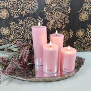 LED bloklys rosa med timer i 4 strrelser