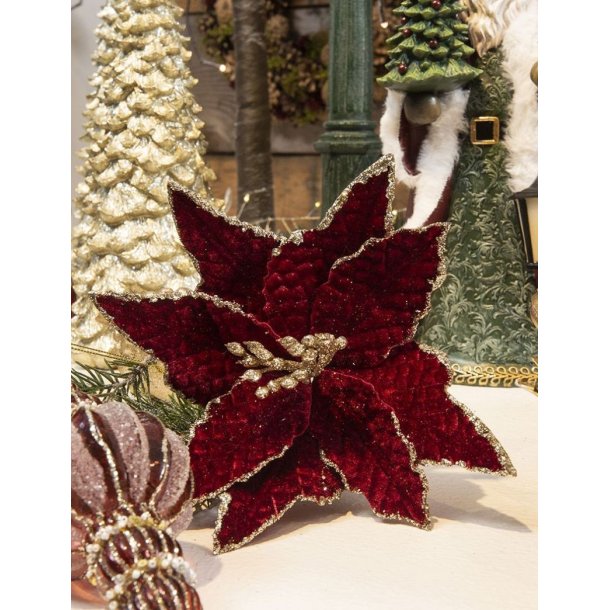 Julestjerne dekorationsblomst p stilk - bordeaux