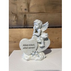 Gravpynt-Engle ved hjerte " Altid elsket, altid savnet"