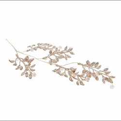 Guldblad/ranke med 5 blade og perler