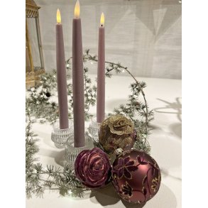 Julekugle - ornament som en rose/blomst med clips - fuchsia