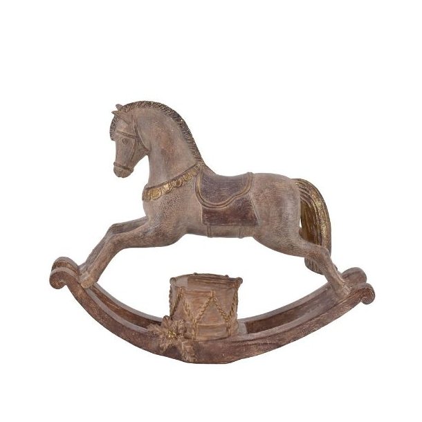 Gyngehest med tromme - brun