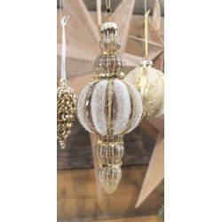 Aflangt ornament med guldglimmer