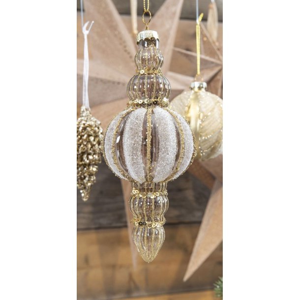 Aflangt ornament med guldglimmer