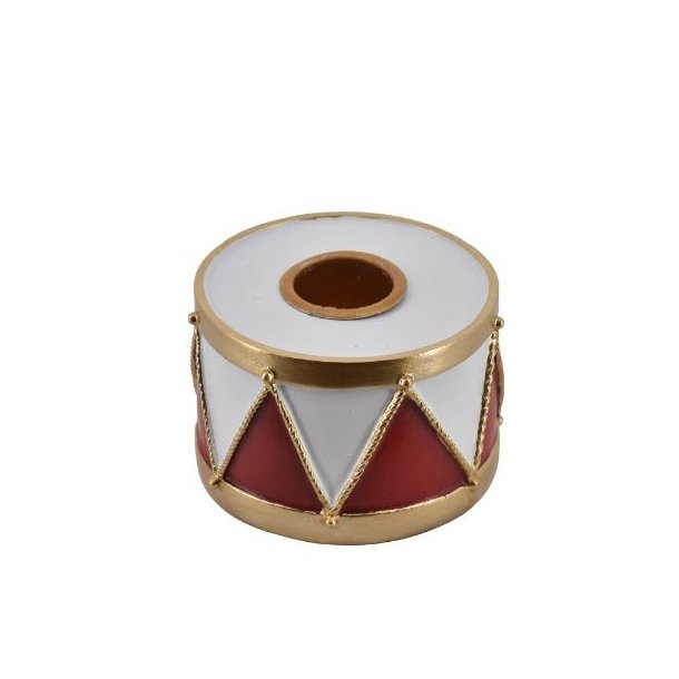 Lysestage som tromme - rd/hvid