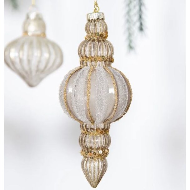 Aflangt ornament med guldglimmer