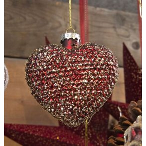 Ornament hjerte med glimmer
