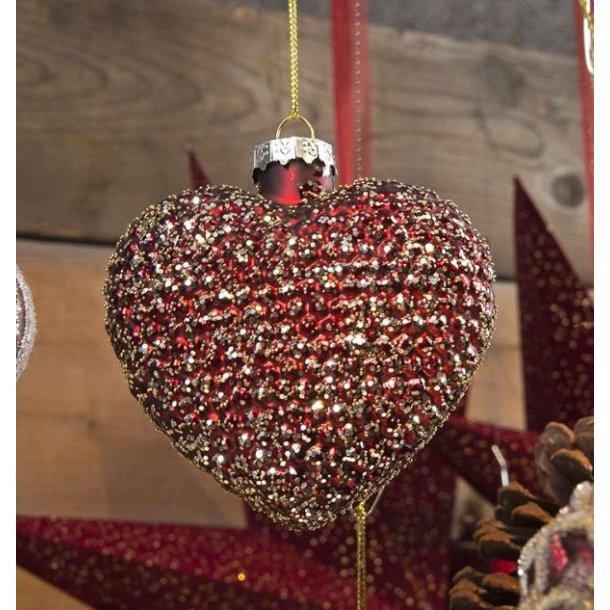 Ornament hjerte med glimmer