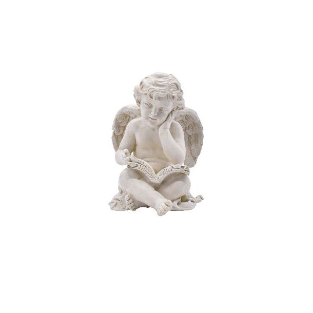 Gravsted pynt - engel sidder med bog