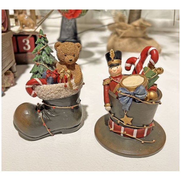 Julefigurer; Stvle og hat med legetj, 2 stk ass.
