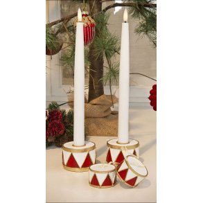 Lysestage som tromme - rd/hvid