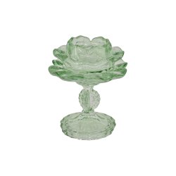 Fyrfadsstager i mint grnt glas