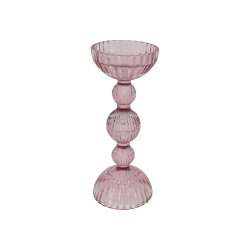 Lysestager rosa glas i 2 strrelser