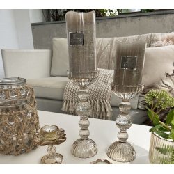 Lysestager champagne farvet glas i 2 strrelser