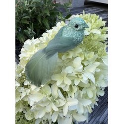 Dekorations fugle - hvid, grn, slv