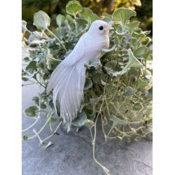 Dekorations fugle - hvid, grn, slv