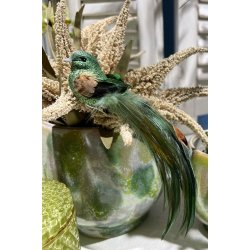 Dekorations fugl - glimmer grn