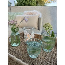 La Vida Fyrfadsstager grn farvet glas i rillet mnster