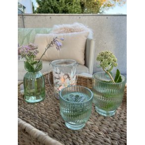 La Vida Fyrfadsstage gr�n farvet glas i rillet m�nster