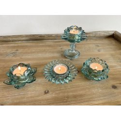 Fyrfadsstager grnt glas