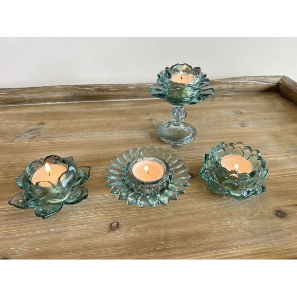 Fyrfadsstager grnt glas