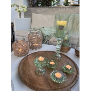 Fyrfadsstager i mint gr�nt glas