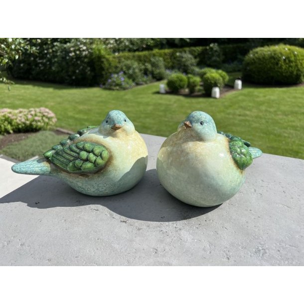Fugle i keramik grn - 2 stk ass.